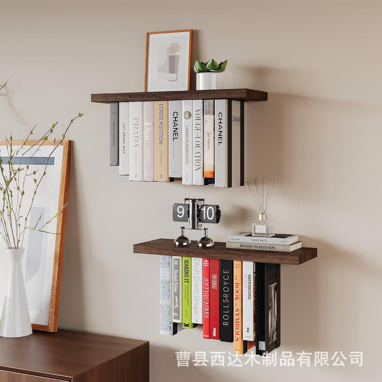 Iron wall-mounted floating bookshelf home wall book storage rack living room wall magazine decoration organizer 3