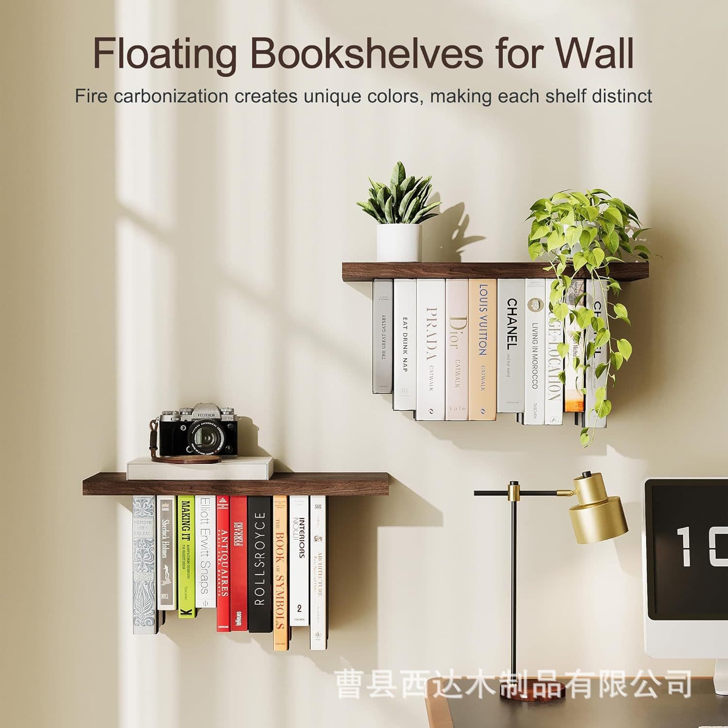 Iron wall-mounted floating bookshelf home wall book storage rack living room wall magazine decoration organizer 4
