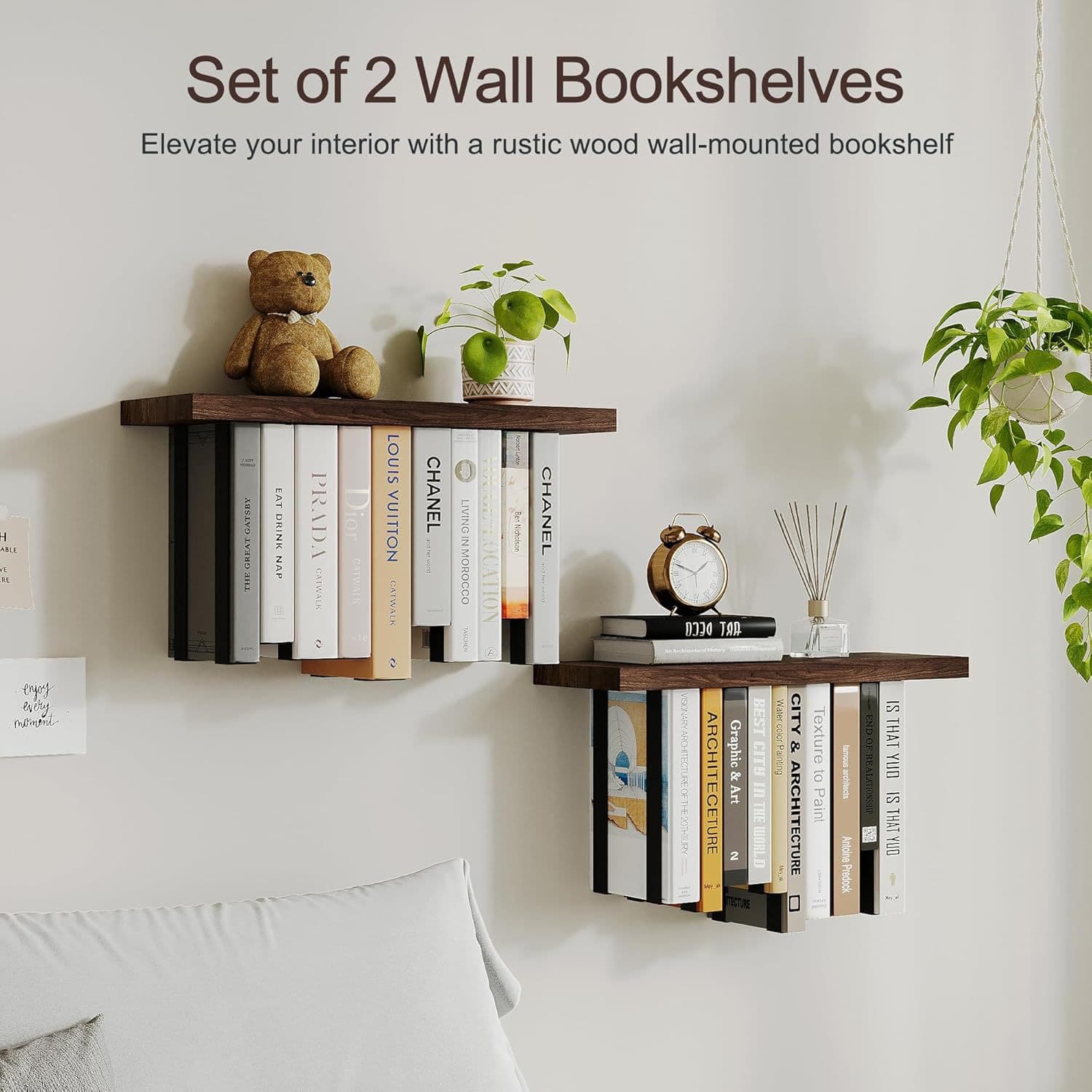 Iron wall-mounted floating bookshelf home wall book storage rack living room wall magazine decoration organizer 1
