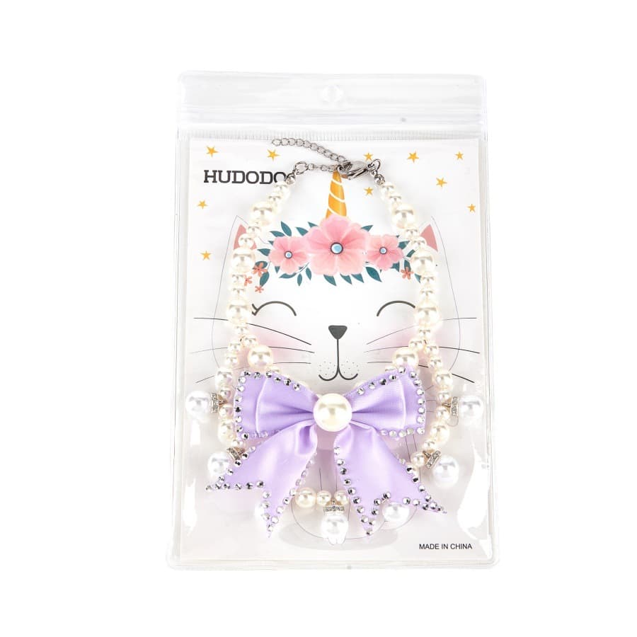 Pet collar, cat and dog pearl necklace, large bow, high-end colorful exquisite accessories, pet supplies 10