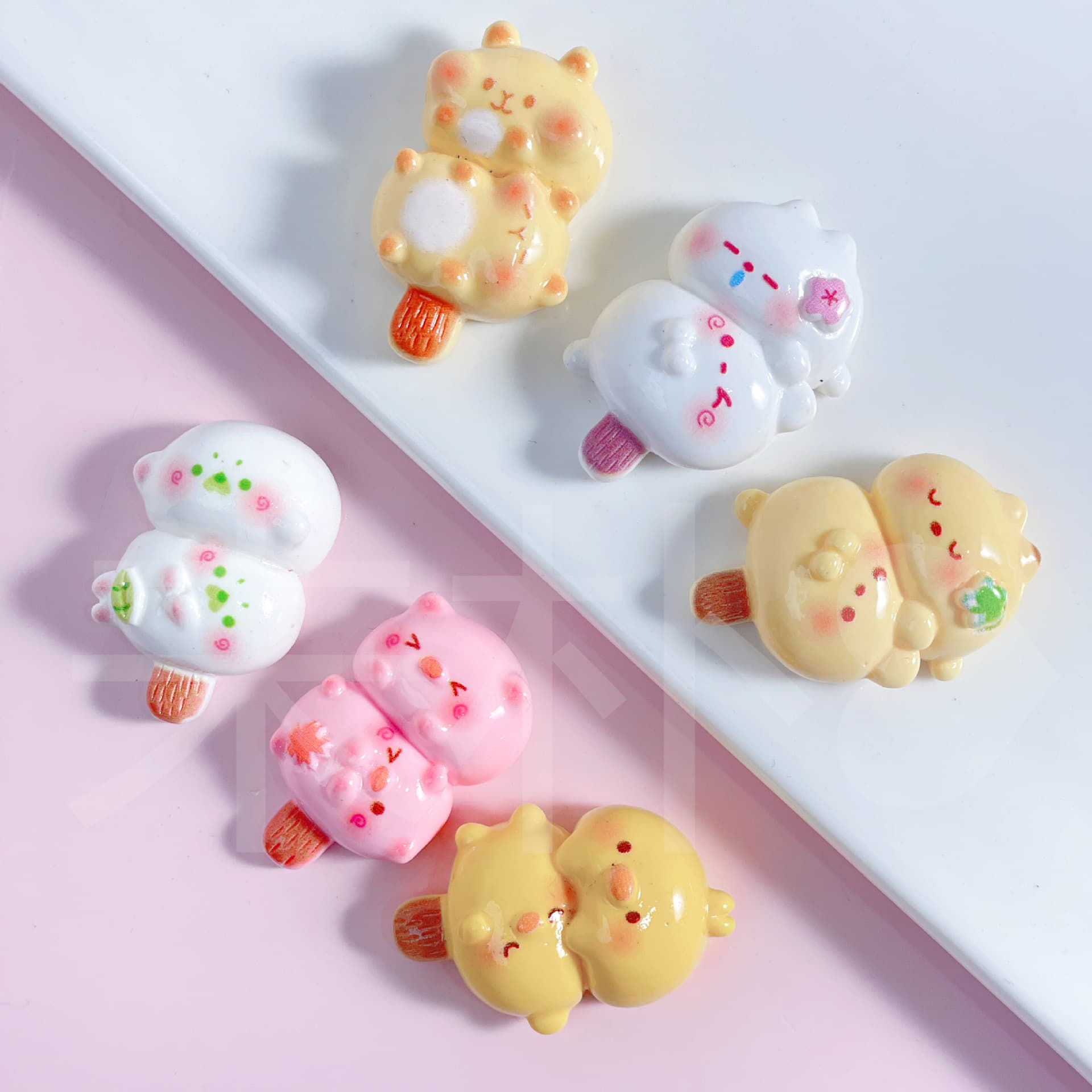 Cute little animal meatballs, skewers, food toys, resin accessories, cream glue diy refrigerator stickers, hair clips, hair rope decorations 3