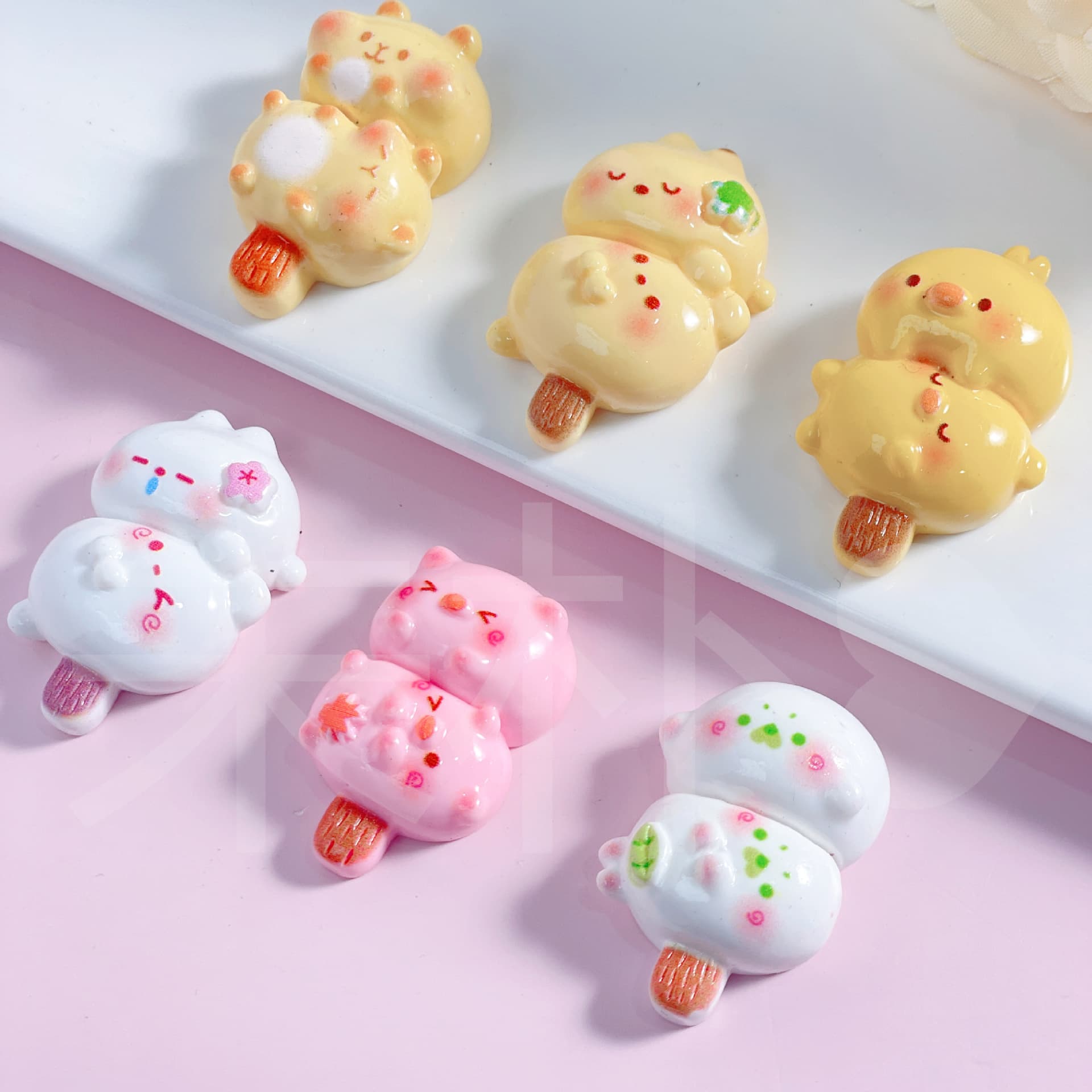 Cute little animal meatballs, skewers, food toys, resin accessories, cream glue diy refrigerator stickers, hair clips, hair rope decorations 1