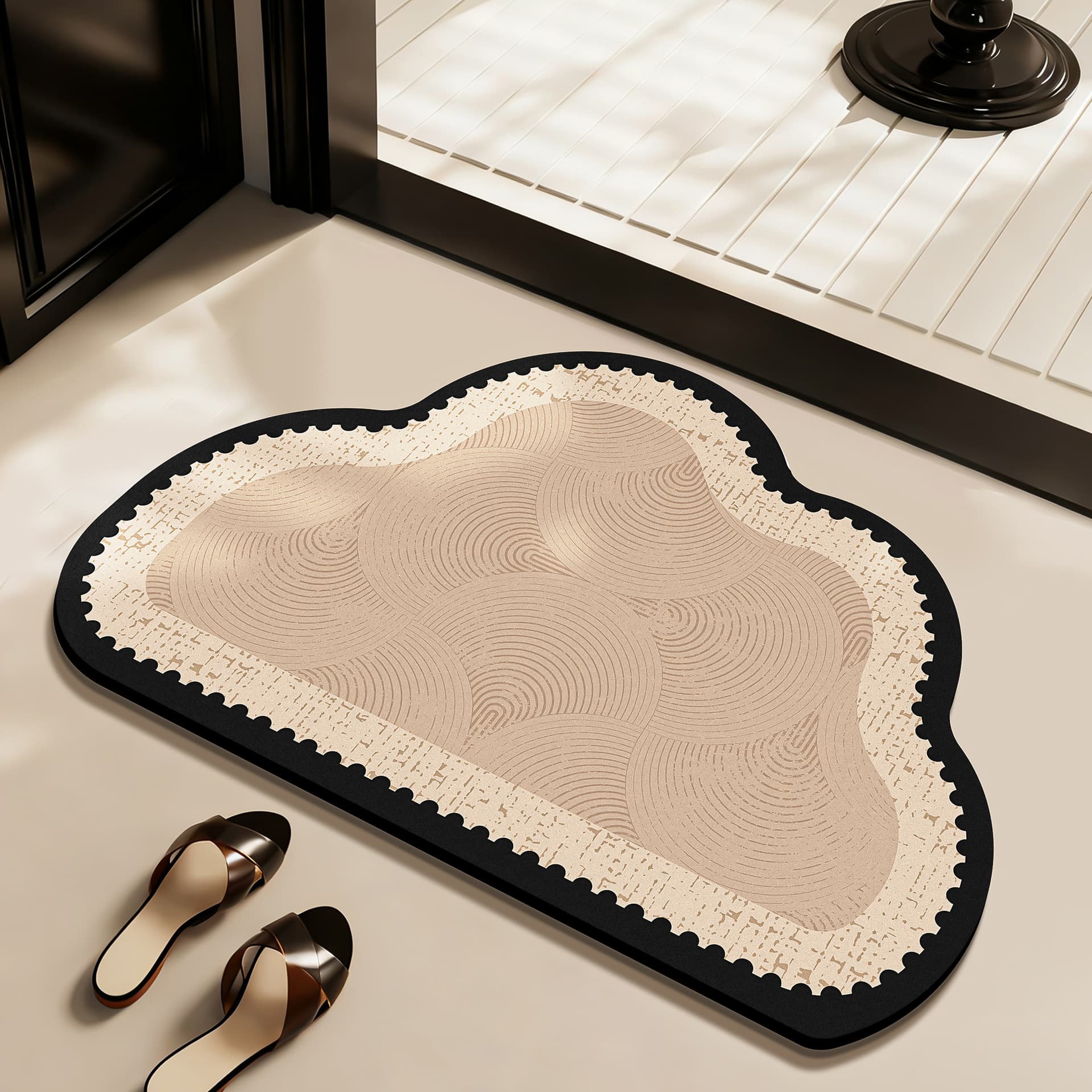Light luxury retro French bathroom diatom mud floor mat bathroom door absorbent non-slip mat household wear-resistant 7