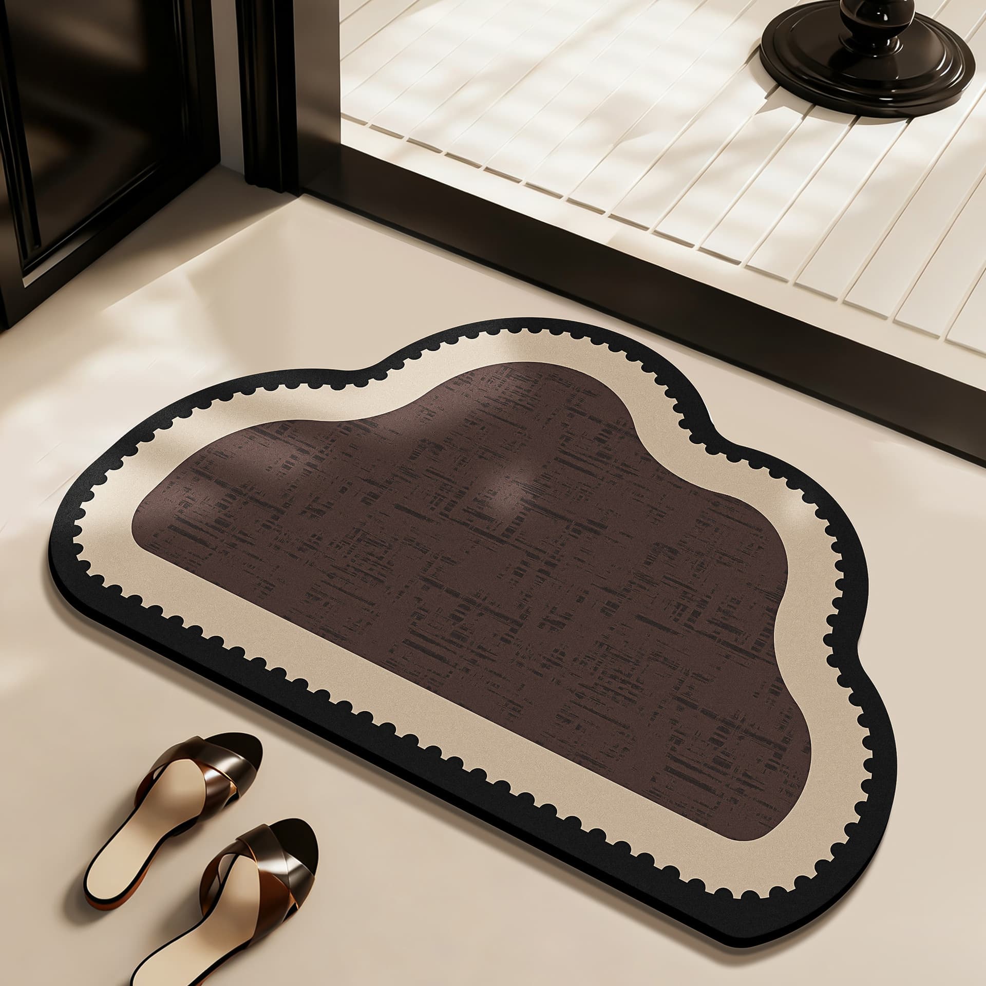 Light luxury retro French bathroom diatom mud floor mat bathroom door absorbent non-slip mat household wear-resistant 8