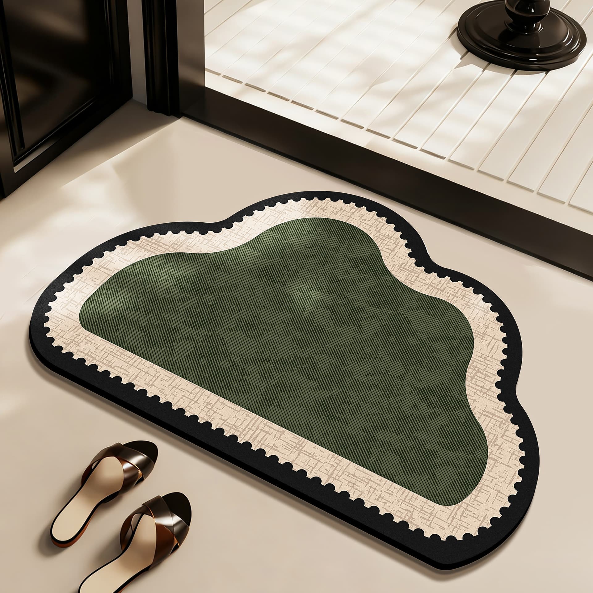Light luxury retro French bathroom diatom mud floor mat bathroom door absorbent non-slip mat household wear-resistant 10