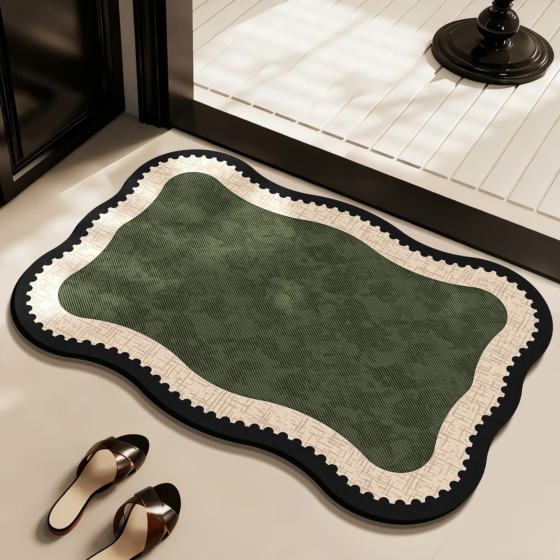 Light luxury retro French bathroom diatom mud floor mat bathroom door absorbent non-slip mat household wear-resistant 1