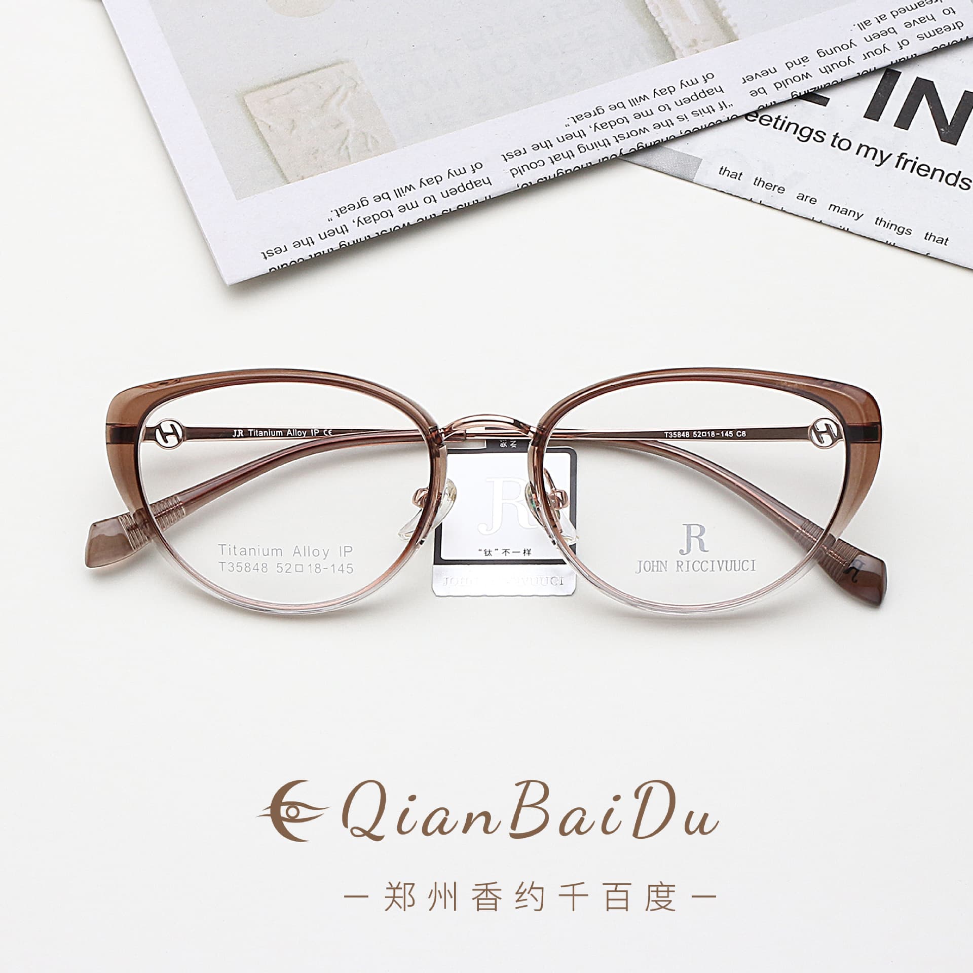 Cross-border 35848 ultra-light cat eye Internet celebrity gold glue half titanium glasses frame for women without makeup artifact ins style slimming glasses frame 1