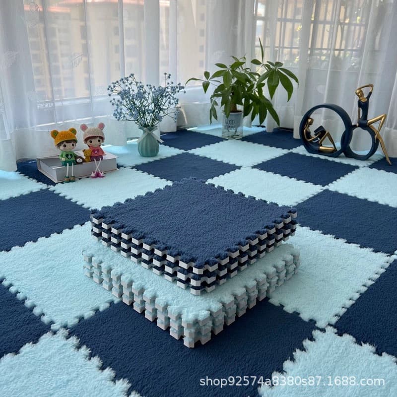 Plush spliced ​​carpet thickened plus velvet foam floor mat large area floor mat bedroom bedside home anti-slip 7