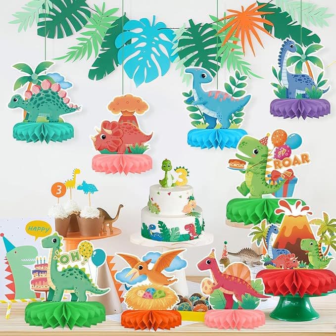 New Dinosaur Theme Party Honeycomb Ornaments Supplies Jurassic Dinosaur Children's Birthday Decoration Paper Fan Table 4