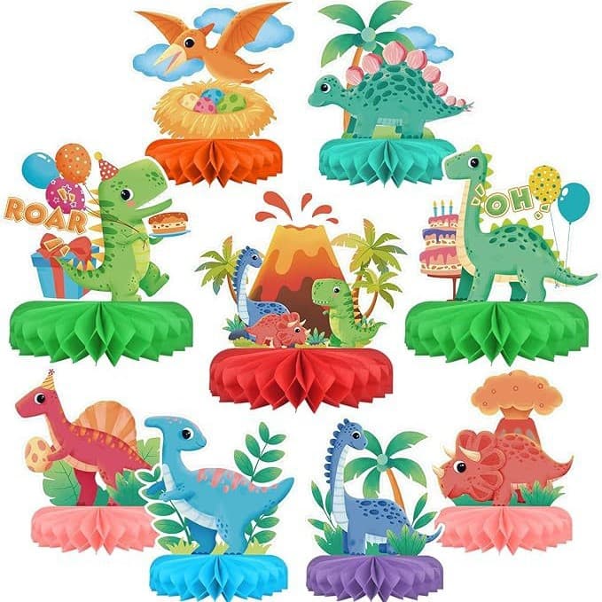New Dinosaur Theme Party Honeycomb Ornaments Supplies Jurassic Dinosaur Children's Birthday Decoration Paper Fan Table 1