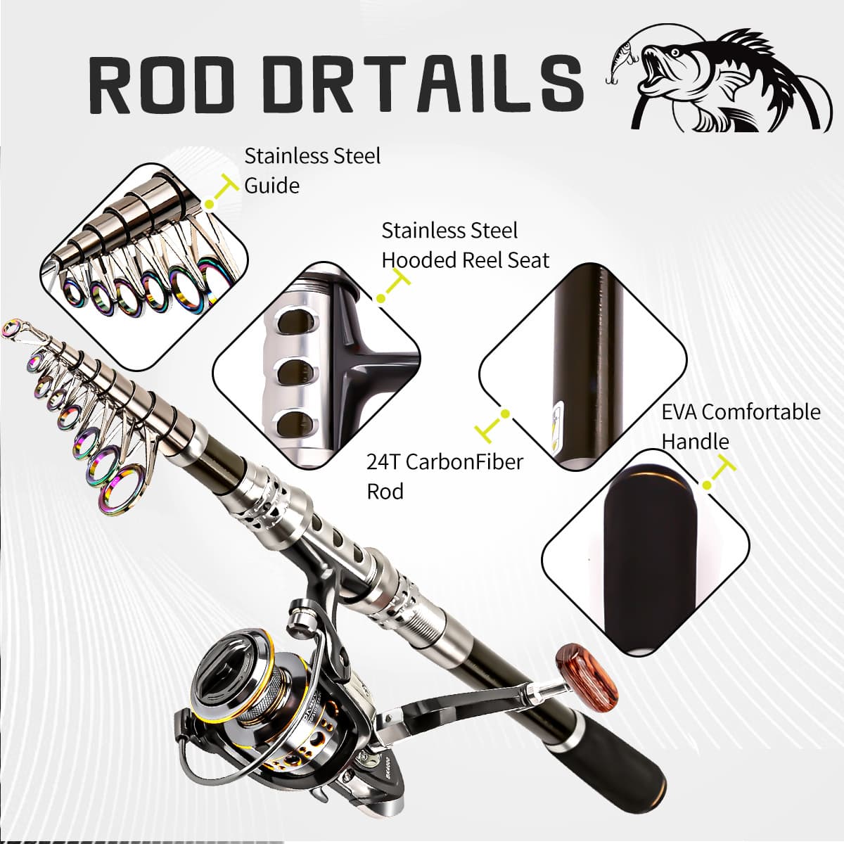Carbon lure rod wheel set sea fishing rod telescopic fishing rod rotating reel travel sea and freshwater fishing set 4