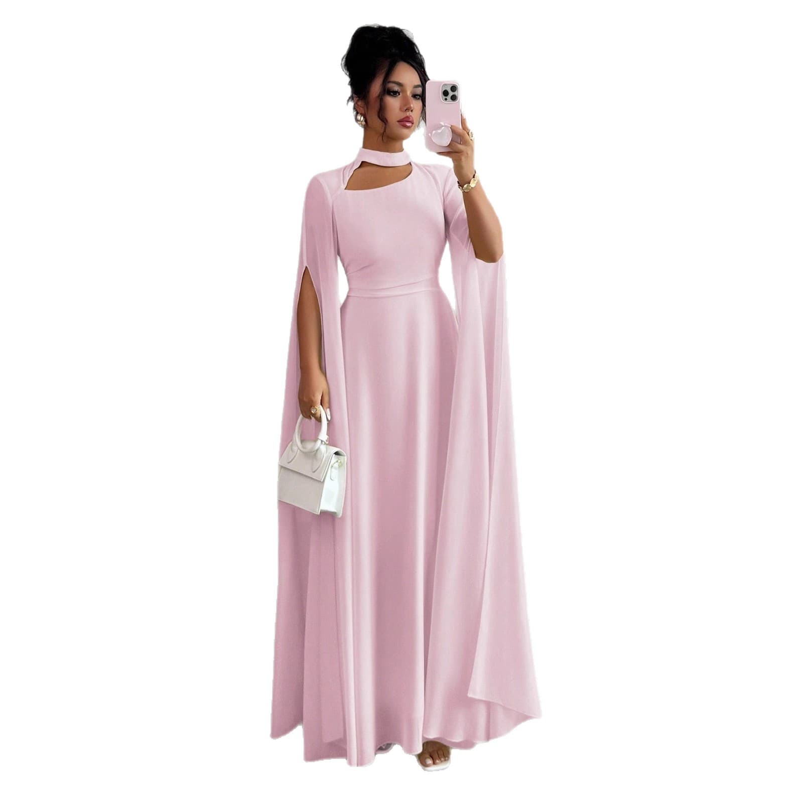 Spring and summer European and American women's lace-up party skirt, dance banquet dress, slimming waist, slimming temperament, long-sleeved dress 6