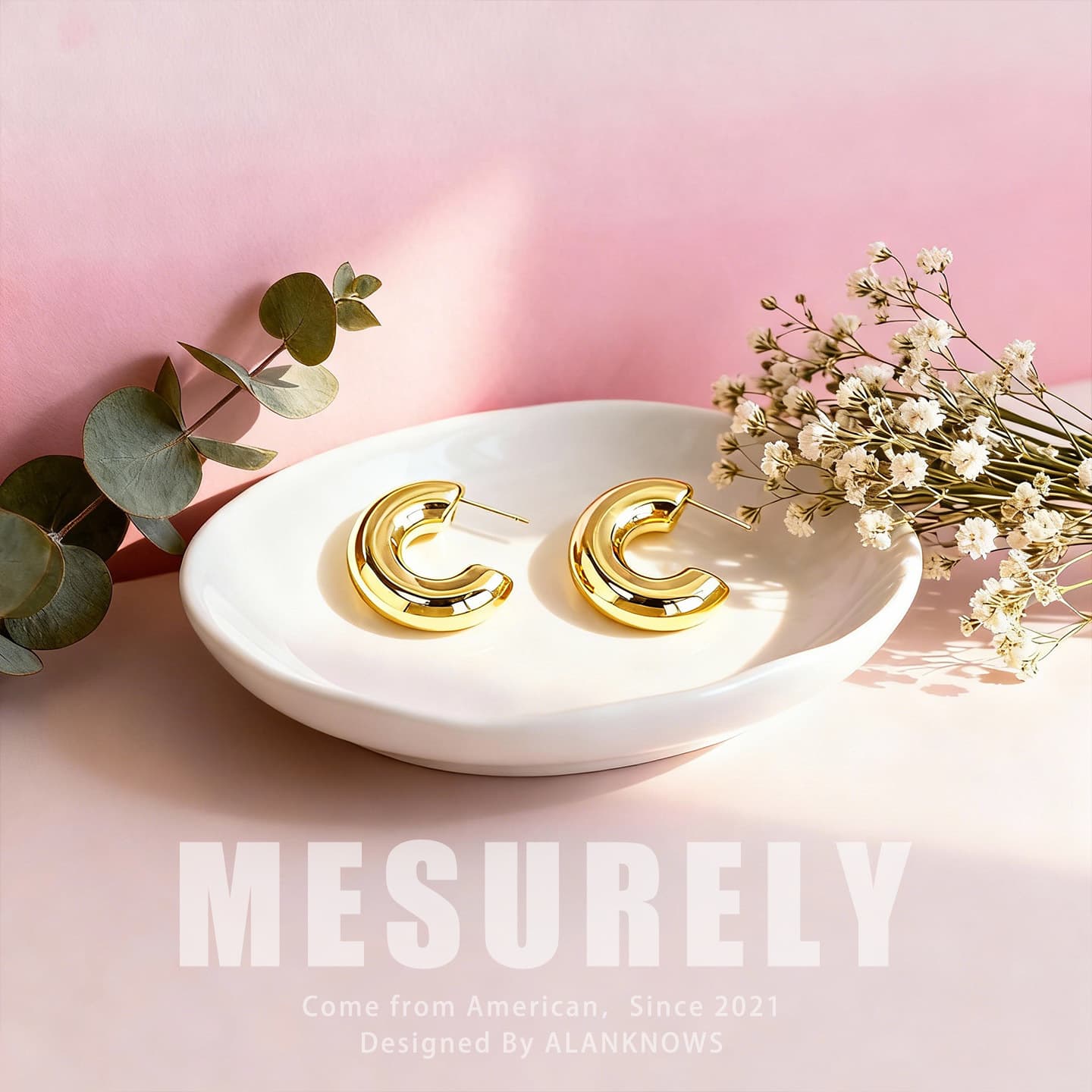 Liquid Twisted C-Hoop Earrings Personalized Irregular Ultra-Light Earrings Electroplated Color-Retaining Mesurely Designer Brand 1