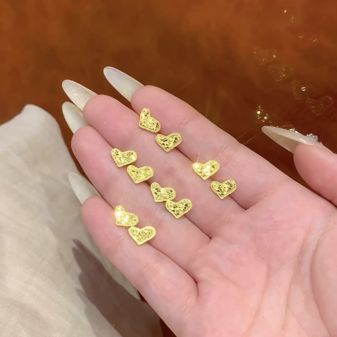 Sand gold crushed ice ice flashing fish scale gourd butterfly love earrings simulated gold women's variety of versatile high-end earrings 2