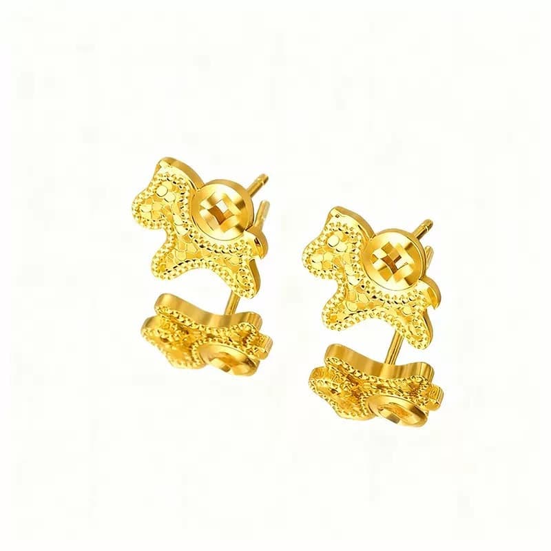 Sand gold crushed ice ice flashing fish scale gourd butterfly love earrings simulated gold women's variety of versatile high-end earrings 6