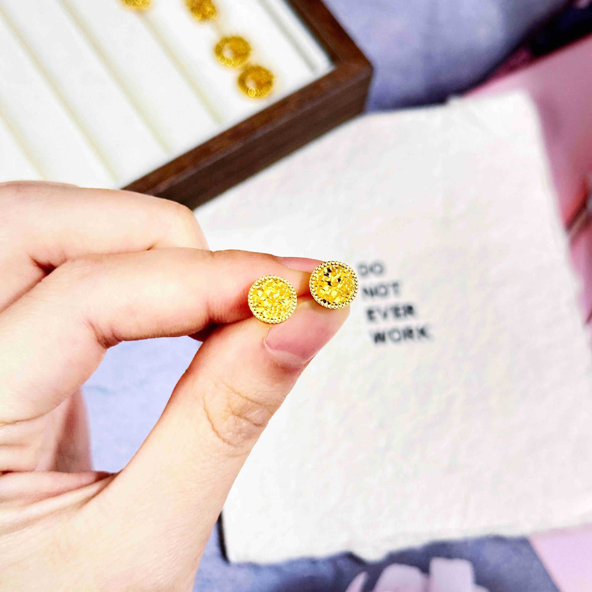 Sand gold crushed ice ice flashing fish scale gourd butterfly love earrings simulated gold women's variety of versatile high-end earrings 7