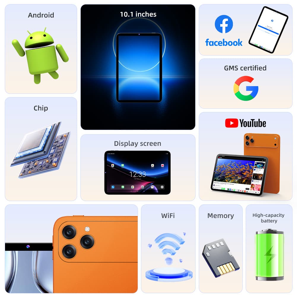 Npad23 Tablet PC 5G Card Full Netcom Google Store APP Download Video Call i17 Hermès Orange 5