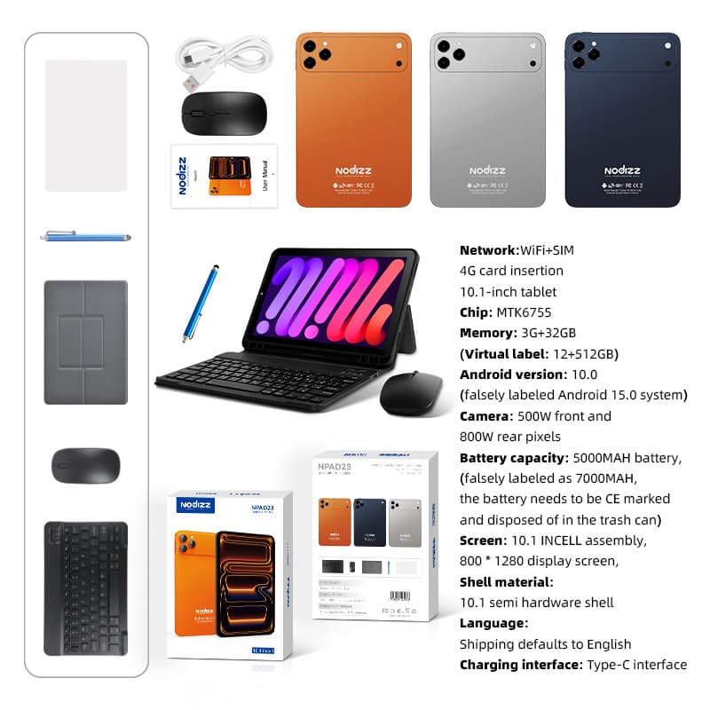 Npad23 Tablet PC 5G Card Full Netcom Google Store APP Download Video Call i17 Hermès Orange 1