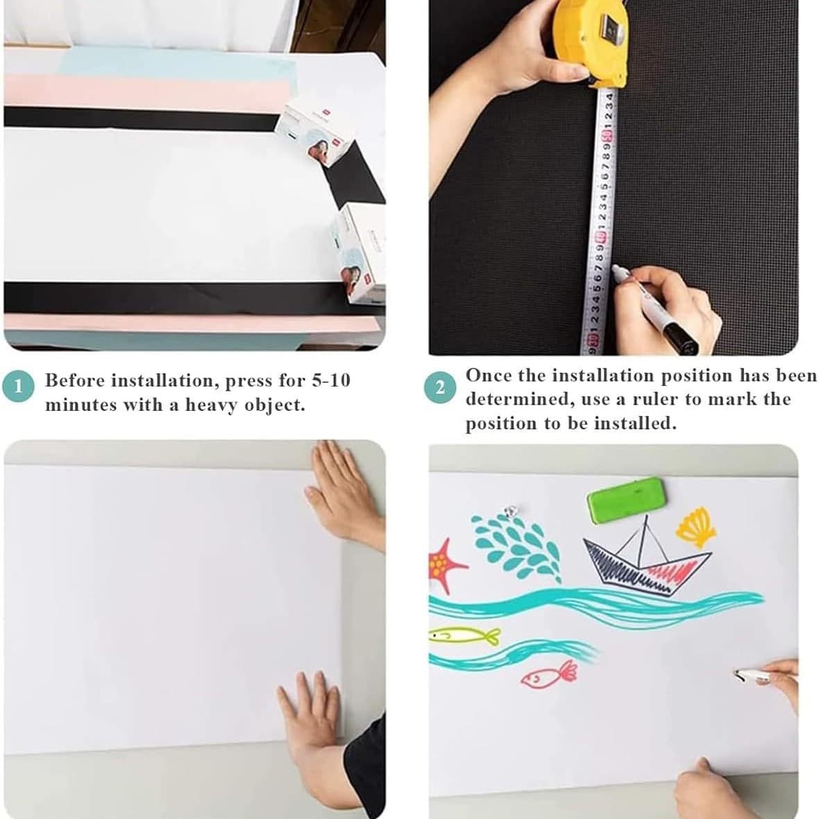 Easy to write on and clean dry erase board with self-adhesive whiteboard wall for kids office home use 5