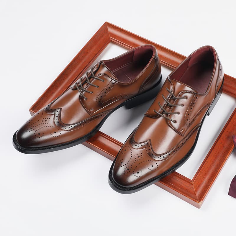 Men's shoes with hidden heel English style with shoelaces, casual classic suit jacket, British style 1