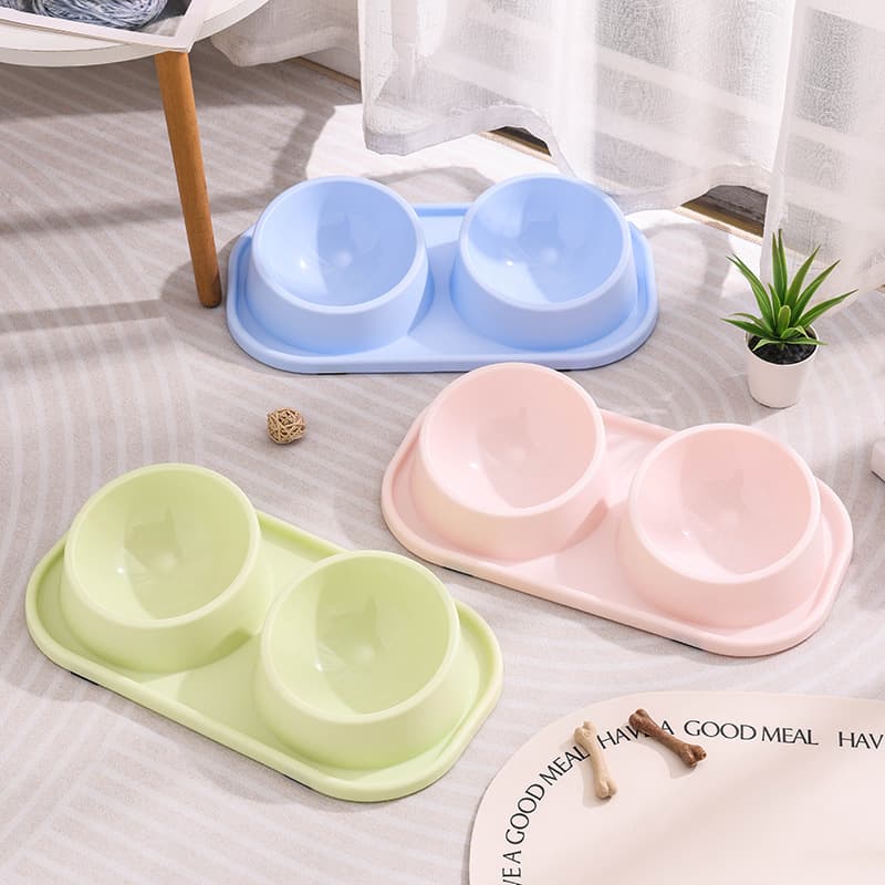 Ant-proof tilted double bowl dog bowl cat bowl pet food bowl eating utensils drinking water feeding stainless steel double bowl 0235 2
