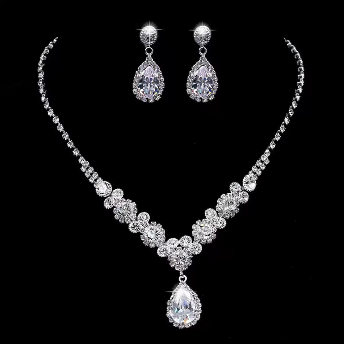(Cross-border trading), metal necklace and earrings for bride, set, graduation party 2