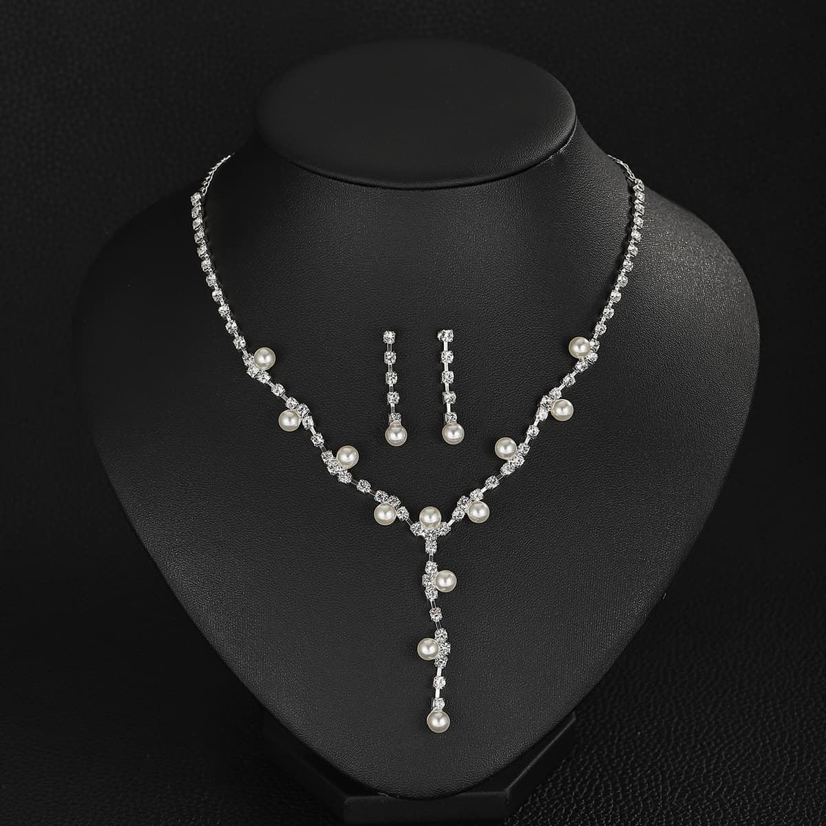 (Cross-border trading), metal necklace and earrings for bride, set, graduation party 4