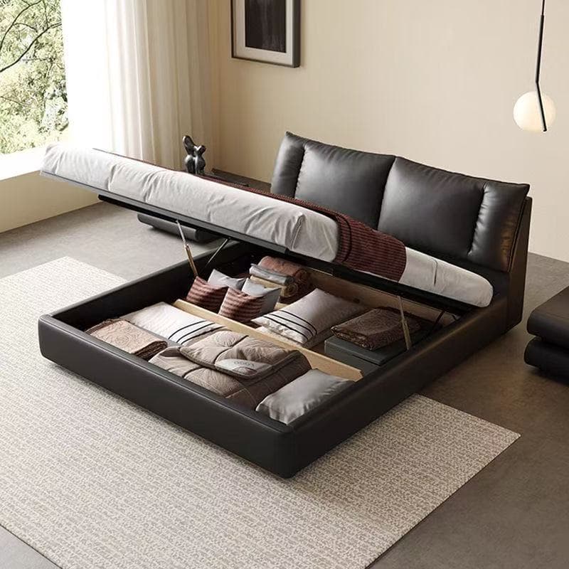 Sailing Ship Bed - Italian Minimalist Leather (Black Master) 3