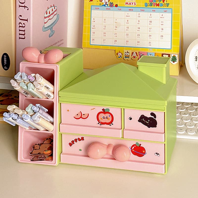 Student desk desk pen holder small debris storage box with lid box desktop storage box drawer-type storage rack 4