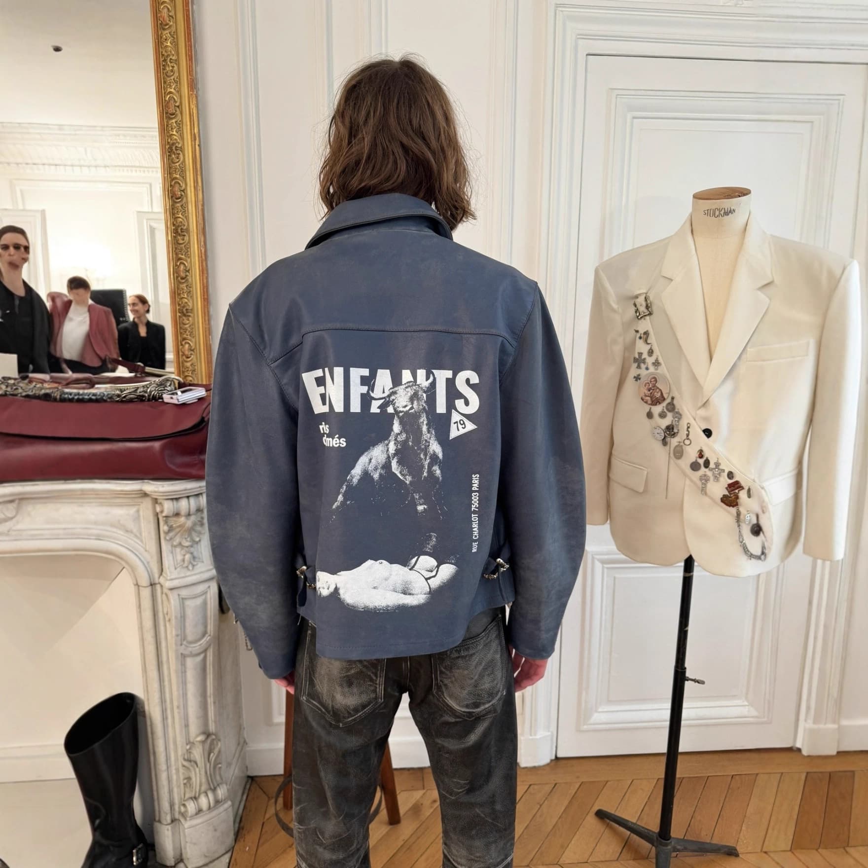 Cross-border ENFANTS RICCHES DÉPRIMÉS ERD 24ss bull cracked lambskin jacket 2
