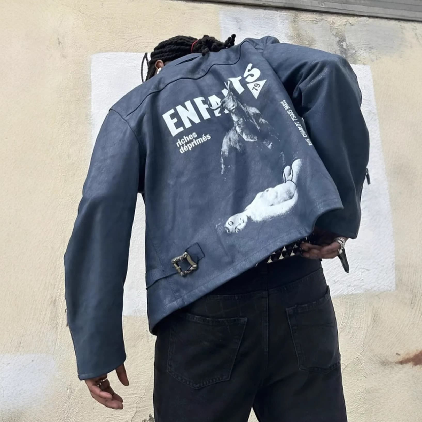 Cross-border ENFANTS RICCHES DÉPRIMÉS ERD 24ss bull cracked lambskin jacket 4