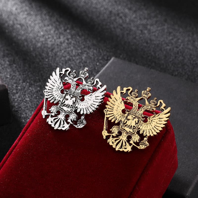 Overbearing animal crown eagle brooch, ancient double-headed eagle brooch, men's jacket accessory brooch
