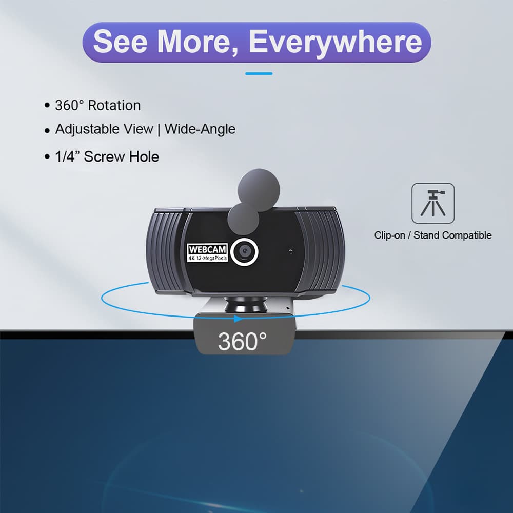 4K ultra-clear USB computer camera, driver-free, plug and play, with privacy cover and microphone 4