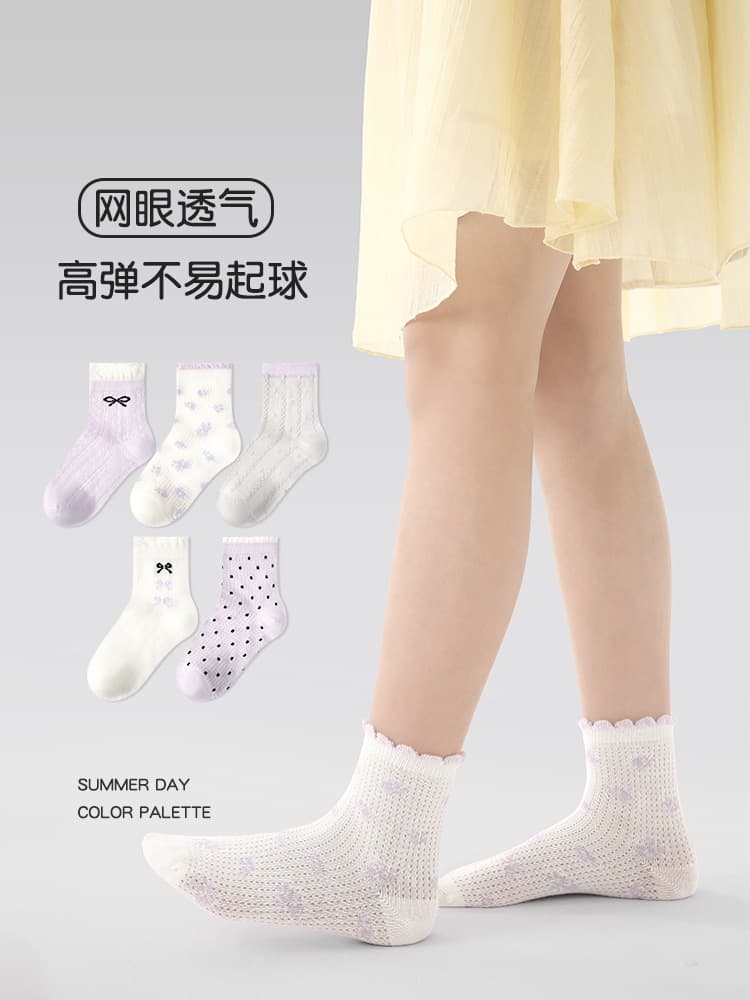 (Wholesale), children's summer socks, thin purple breathable tights 3