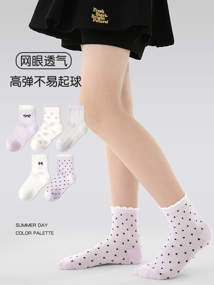 (Wholesale), children's summer socks, thin purple breathable tights 4