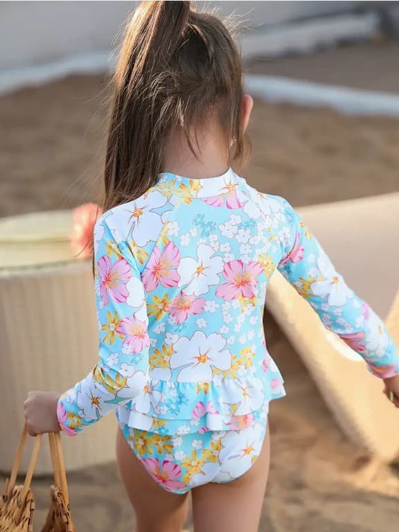 (Cross-border trading), children's swimwear, flowered 3