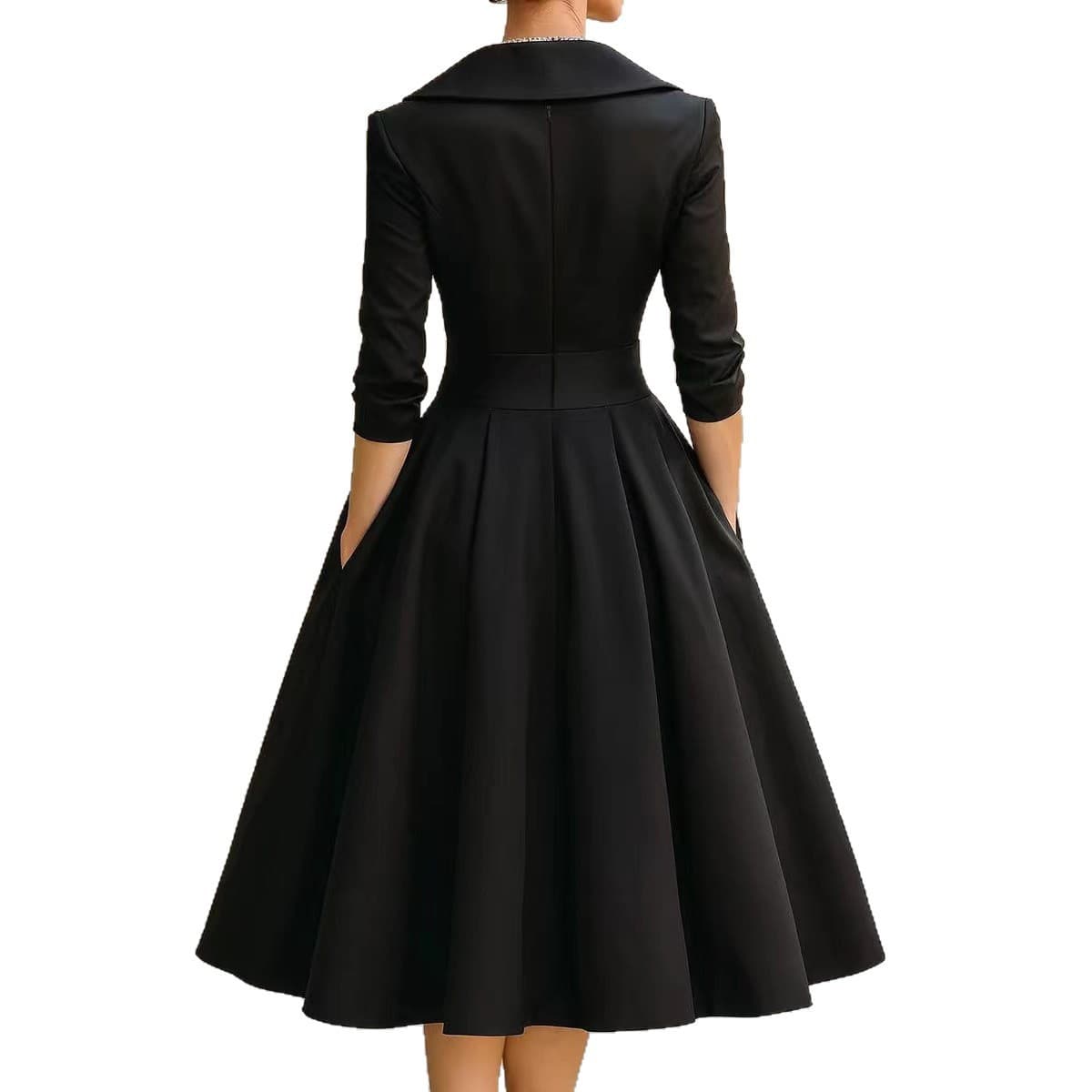 Elegant fitted dress, long-sleeve, long skirt, European style, Amazon 5