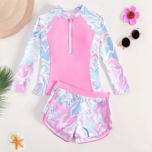 (Cross-border trading), children's swimwear, split fashionable long-sleeve, for teenagers, Amazon 1