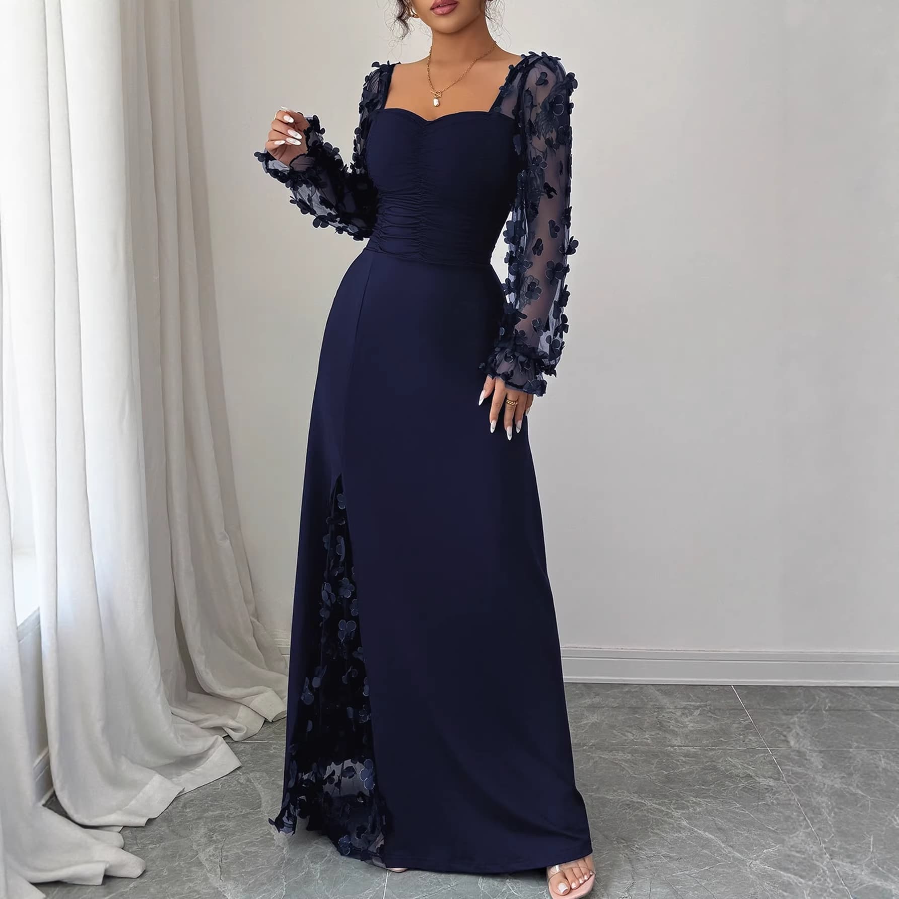(Cross-border trading), retro long-sleeve, evening dress, European style, french style 2