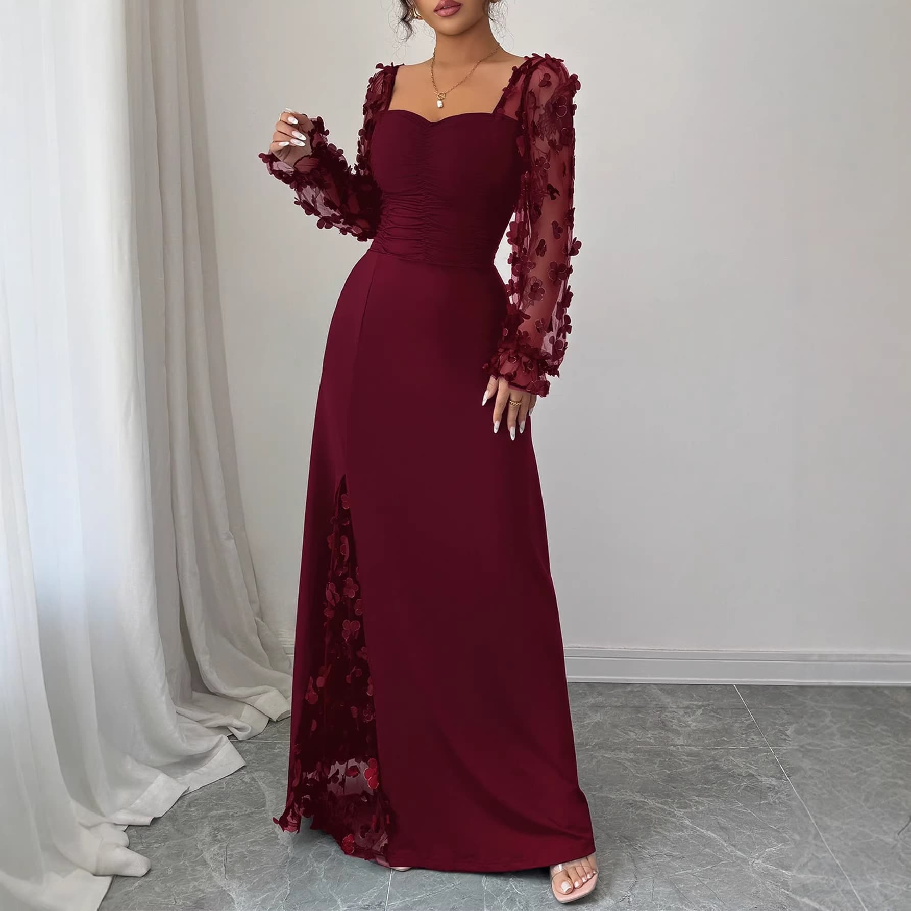 (Cross-border trading), retro long-sleeve, evening dress, European style, french style 3