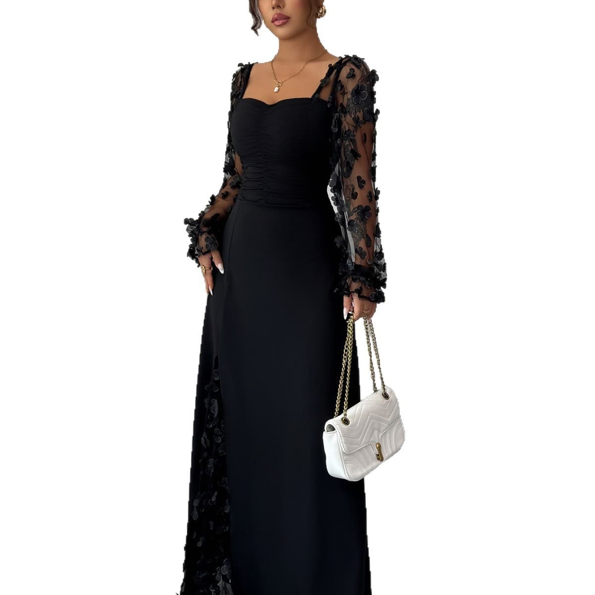 (Cross-border trading), retro long-sleeve, evening dress, European style, french style 5