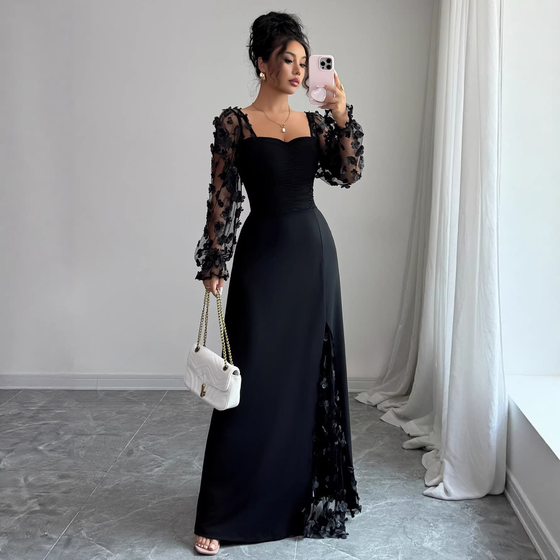 (Cross-border trading), retro long-sleeve, evening dress, European style, french style 1