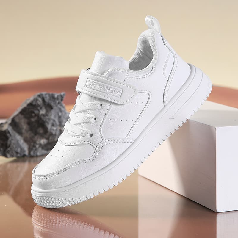 White children's white sneakers for boys for students