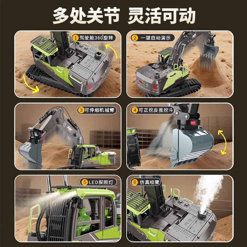 Excavator, big realistic remote control car, electric toy car, three-in-one 3
