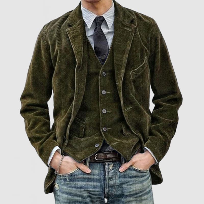(Cross-border trading), men's autumn demi-season suit, corduroy tank top English style, set, (Physicals), British style 2