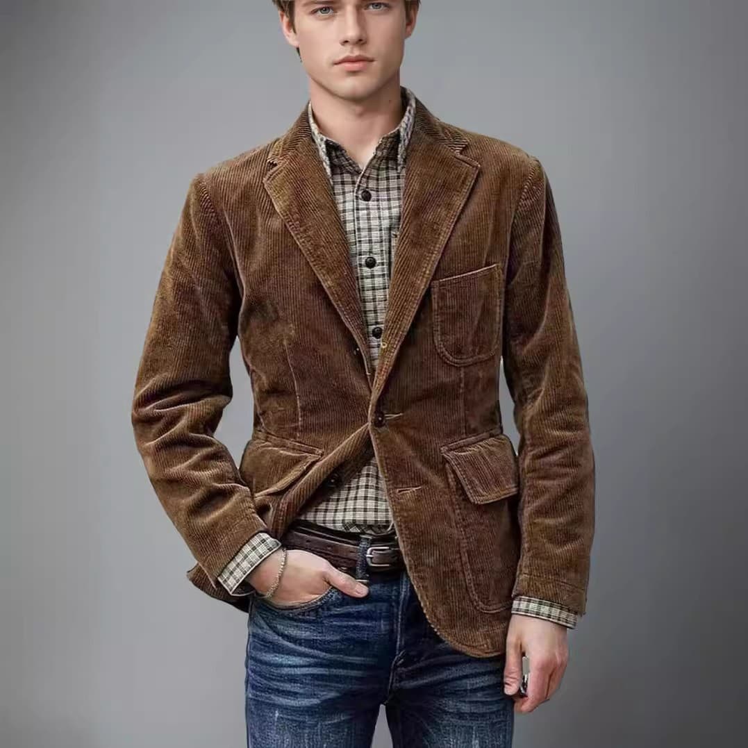 (Cross-border trading), men's autumn demi-season suit, corduroy tank top English style, set, (Physicals), British style 3
