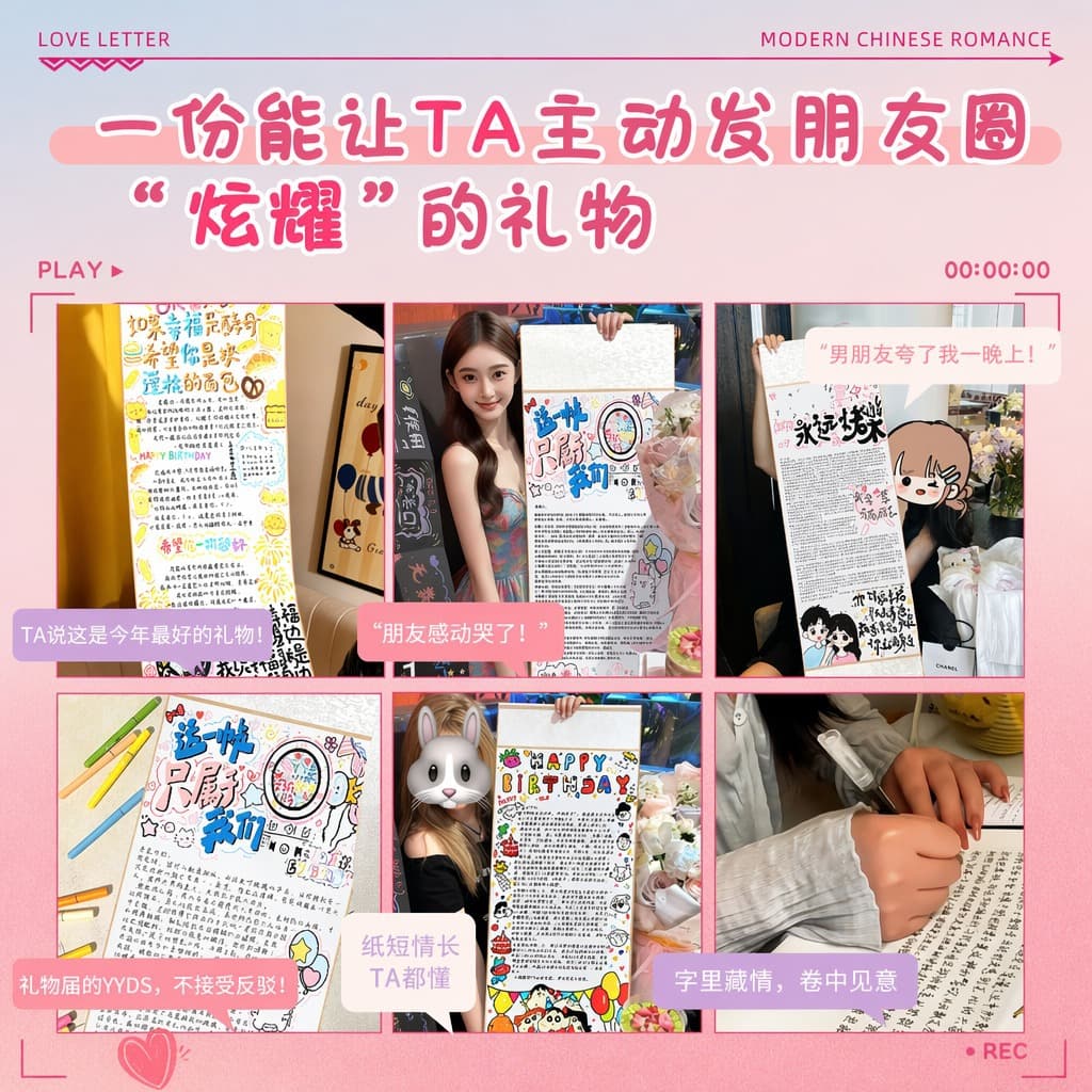 Handwritten letter scroll diy best friend couple birthday creative gift painting one meter extra long letter paper semi-finished scroll 4