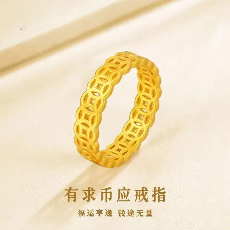Copper ring stainless steel, birthday charm, 18 carat, does not fade, for luck 2