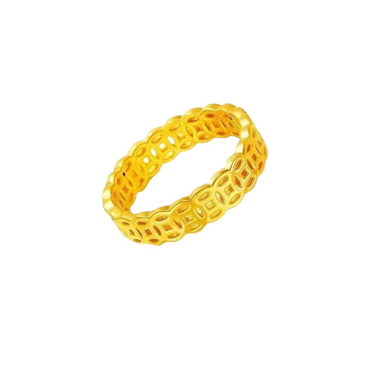 Copper ring stainless steel, birthday charm, 18 carat, does not fade, for luck 5