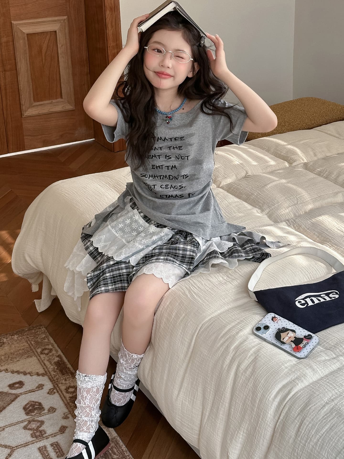 Summer mini-skirt, set, children's short sleeve T-shirt, children's clothing 4